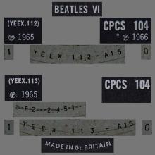 THE BEATLES DISCOGRAPHY UK 1965 06 14 BEATLES VI - CPCS 104 - EXPORT 1966 - A - pic 6
