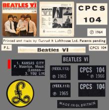 THE BEATLES DISCOGRAPHY UK 1965 06 14 BEATLES VI - CPCS 104 - EXPORT 1966 - B - pic 5