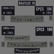 THE BEATLES DISCOGRAPHY UK 1965 06 14 BEATLES VI - CPCS 104 - EXPORT 1966 - B - pic 6