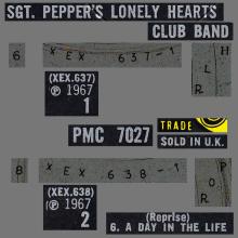 THE BEATLES DISCOGRAPHY UK 1967 06 01 - SGT.PEPPERS LONELY HEARTS CLUB BAND - A 2 - MONO PMC 7027 - YELLOW LABEL - pic 5