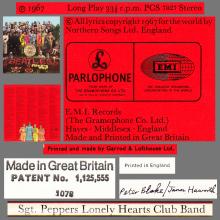 THE BEATLES DISCOGRAPHY UK 1967 06 01 SGT PEPPERS LONELY HEARTS CLUB BAND - PCS 7027 - G - TWO WHITE EMI LOGOS - BC 13 - pic 6