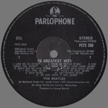 THE BEATLES DISCOGRAPHY UK 1982 10 18  - 20 GREATEST HITS THE BEATLES - PCTC 260 - 0C 062-07675 - pic 5