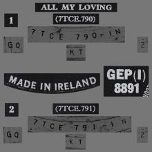 IRELAND - GEP (I) 8891 - B - BLACK LABEL - THE BEATLES ALL MY LOVING - pic 1