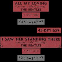 THE BEATLES FINLAND - 005 - 45-DPY 659 - ALL MY LOVING ⁄ I SAW HER STANDING THERE - LENNEN - pic 2