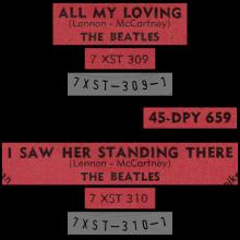 THE BEATLES FINLAND - 005 - 45-DPY 659 - ALL MY LOVING ⁄ I SAW HER STANDING THERE - LENNON - pic 1