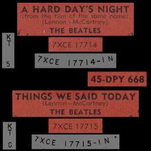 THE BEATLES FINLAND - 010 - 45-DPY 668 - A HARD DAY'S NIGHT ⁄ THINGS WE SAID TODAY - pic 2