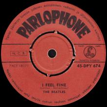 THE BEATLES FINLAND - 013 - 45-DPY 674 - I FEEL FINE ⁄ SHE'S A WOMAN - pic 1