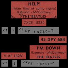 THE BEATLES FINLAND - 016 - 45-DPY 684 - HELP ! ⁄ I'M DOWN - pic 1
