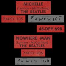 THE BEATLES FINLAND - 020 - 45-DPY 698 - MICHELLE ⁄ NOWHERE MAN - pic 1