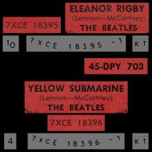 THE BEATLES FINLAND - 022 - 45-DPY 703 - ELEANOR RIGBY ⁄ YELLOW SUBMARINE - pic 1