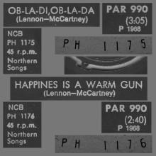 THE BEATLES FINLAND - 028 - A-B - PAR 990 - OB-LA-DI, OB-LA-DA  ⁄ HAPPINES IS A WARM GUN - pic 1