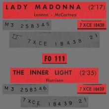 THE BEATLES FRANCE 45 - 1968 03 18 - SLEEVE D 1 - L FO 111 - LADY MADONNA ⁄ THE INNER LIGHT - FFS 605 - pic 4