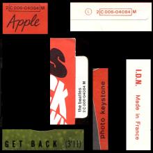 THE BEATLES FRANCE 45 - 1969 04 15 - PAPER SLEEVE B ⁄ RECORD 1 - APPLE - L 2 C 006-04084 M - GET BACK ⁄ DON'T LET ME DOWN - pic 1