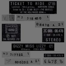 THE BEATLES FRANCE 45 - 1977 05 00 - PARLOPHONE - EA 2 C 006-04478 - TICKET TO RIDE ⁄ DIZZY MISS LIZZY - pic 4