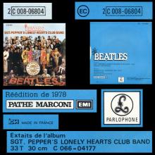 THE BEATLES FRANCE 45 - 1978 09 30 - PARLOPHONE - EC 2 C 008-06804 - SGT. PEPPER'S LONELY HEARTS C B ⁄ WITHIN YOU, WITHOUT YOU - pic 1