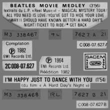 THE BEATLES FRANCE 45 - 1982 00 00 - PARLOPHONE - PM 102 2 C 008-007627 - THE BEATLES' MOVIE MEDLEY ⁄ I'M HAPPY JUST TO DANCE WI - pic 1
