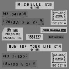 THE BEATLES FRANCE 45 - 1985 00 00 - PARLOPHONE - 1561227 - MICHELLE ⁄ RUN FOR YOUR LIFE - DANCE FOR EVER VOL.33 - pic 4
