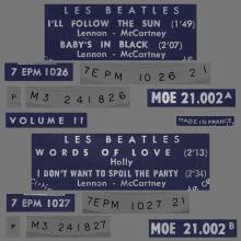 THE BEATLES FRANCE EP - B - 1965 06 00 - MOE 21.002 - LES BEATLES VOLUME 2 - pic 1