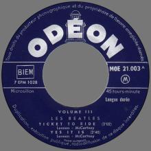 THE BEATLES FRANCE EP - B - 1965 08 00 - MOE 21.003 - LES BEATLES VOL. 3 - pic 1