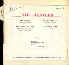 THE BEATLES FRANCE EP - C - 1966 02 21 - MEO 105 - SLEEVE 1 LABEL 1 - BIEM - pic 1