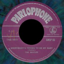 THE BEATLES MULTICOLOR GREECE - GMSP  83 - EVERYBODY'S TRYING TO BE MY BABY ⁄ WHAT YOY'RE DOING - OPEN CENTER - pic 1
