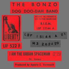 THE BONZO DOG DOO DAH BAND - I'M THE URBAN SPACEMAN - FRANCE - LIBERTY - LIF 522 F - pic 1