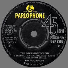 THE FOURMOST - HELLO LITTLE GIRL ⁄ I'M IN LOVE - GEP 8892 - UK - EP - pic 5