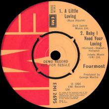 THE FOURMOST - HELLO LITTLE GIRL / I'M IN LOVE - EMI 2695 - UK - PROMO - EP - pic 5