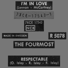 THE FOURMOST - I'M IN LOVE - R 5078 - SWEDEN  - pic 1