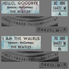 THE GREATEST STORY - HELLO GOODBYE ⁄ I AM THE WALRUS - 3C 006-04477 - BLUE LABEL - A - pic 1