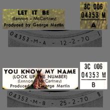 THE GREATEST STORY - LET IT BE ⁄ YOU KNOW MY NAME - 3C 006-04353 - APPLE - A 1 - pic 1