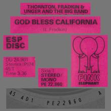 THORNTON , FRADKIN & UNGER AND THE BIG BAND - GOD BLESS CALIFORNIA - HOLLAND - ESP DISC - PE 22.860 - DU 24.902 - pic 3
