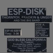 THORNTON , FRADKIN & UNGER AND THE BIG BAND - GOD BLESS CALIFORNIA - USA - ESP-45-63019 -1 - pic 1