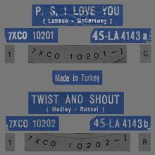 TURKEY - LA 4143 - A - BLUE LABEL - P.S. I LOVE YOU ⁄ TWIST AND SHOUT - pic 1