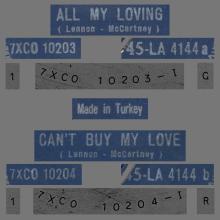 TURKEY - LA 4144 - A - BLUE LABEL - ALL MY LOVING ⁄ CAN'T BUY ME LOVE - pic 1