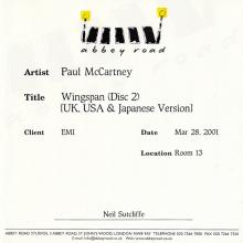 UK 2001 03 28 - WINGSPAN (DISC2) - ABBEY ROAD CDR PROMO - pic 1