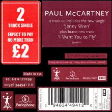 2005 11 21 PAUL MCCARTNEY - JENNY WREN ⁄ I WANT YOU TO FLY - CDR 6678 - 8 94634 49412 0 - EU / BEL - 2 TRACKS - pic 1