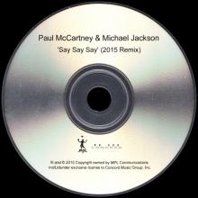 UK 2015 12 16 -  PAUL McCARTNEY & MICHAEL JACKSON - SAY SAY SAY - CDR 1 TRACK PROMO - pic 3