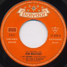 ger020 Tony Sheridan With The Beatles / My Bonnie / Cry For A Shadow / The Saints / Why   Polydor 21 610 HI-FI - pic 1