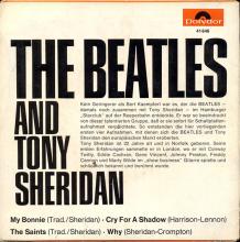 ger060 The Beatles And Tony Sheridan / My Bonnie / Cry For A Shadow / Sweet Georgia Brown / Skinny Minny  Polydor 41 646 - pic 2