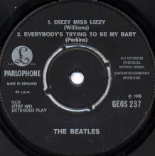 dk190 Dizzy Miss Lizzy / Everybody's Trying To Be My Baby / Yesterday / Kansas City Parlophone GEOS 234   - pic 1