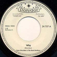 0050 / Why / Cry For A Shadow / Polydor 24 757 promo but unreleased   - pic 1