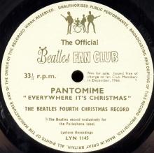 THE BEATLES DISCOGRAPHY UK 1965 Pantomime (Everywhere It's Christmas) - LYN 1145 - Promo - pic 1