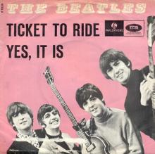 Beatles Discography Denmark dk13a Ticket To Ride ⁄ Yes, It Is - Parlophone R 5265  - pic 1