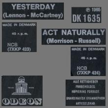 Beatles Discography Denmark dk15a-b Yesterday ⁄ Act Naturally - Odeon DK 1635  - pic 7