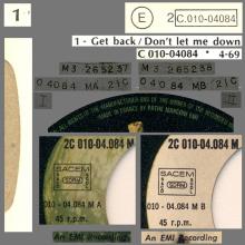 THE BEATLES DISCOGRAPHY FRANCE - OLDIES BUT GOLDIES - 010 L2-P2 - GETBACK / DON'T LET ME DOWN - E 2C 010-04084  - pic 2