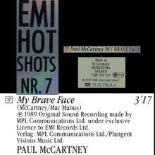 GER 1989 EMI HOT SHOTS NR.7 - MY BRAVE FACE - CDP 518 913  - pic 1