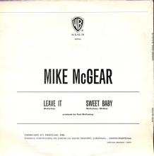 1974 09 13 - MIKE McGEAR - LEAVE IT ⁄ SWEET BABY - PORTUGAL - WARNER BROS - WB  N - S - 63 - 78 - pic 2