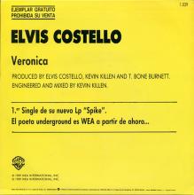 ELVIS COSTELLO - VERONICA  ⁄ VERONICA - SPAIN - WEA RECORDS - 1.039 - PROMO  - pic 1