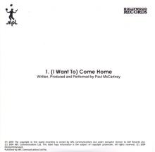 UK 2009 12 08 - PAUL McCARTNEY - (I WANT TO) COME HOME  - PROMO CD - pic 2
